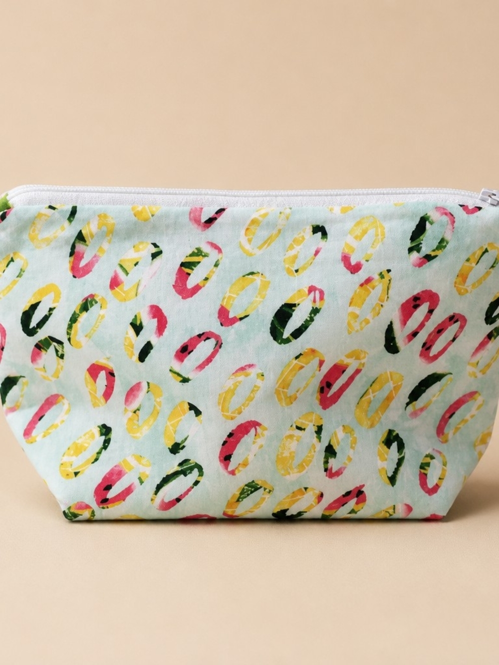 Handmade Multicolor Patterned Zippered Fabric Pouch